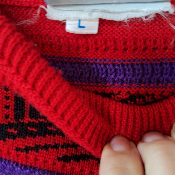 Vintage Meister Mens Red Wool Blend  Ski Sweater. Size L - Picture 6 of 8